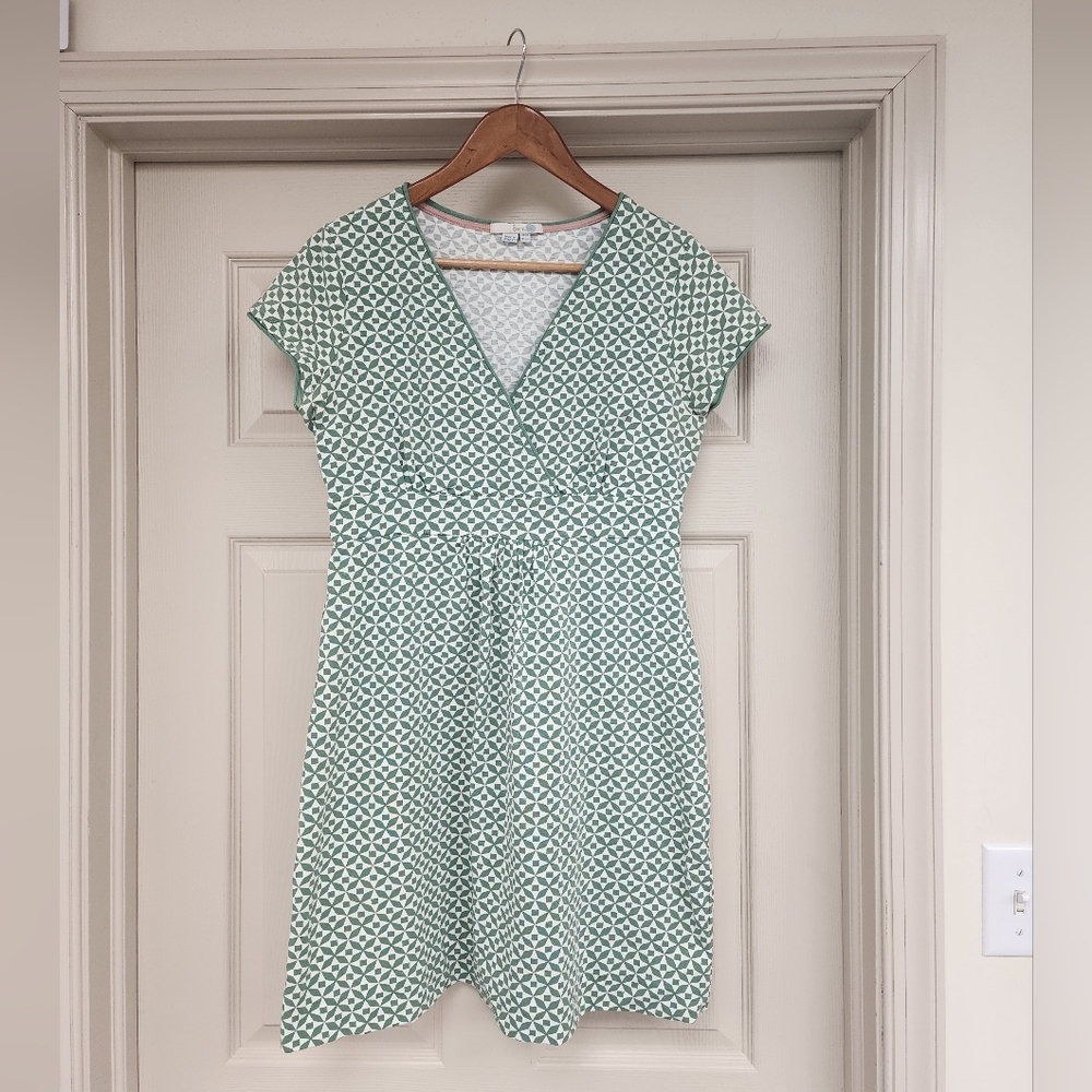 Boden Green Geometric Wrap-Style Midi Dress